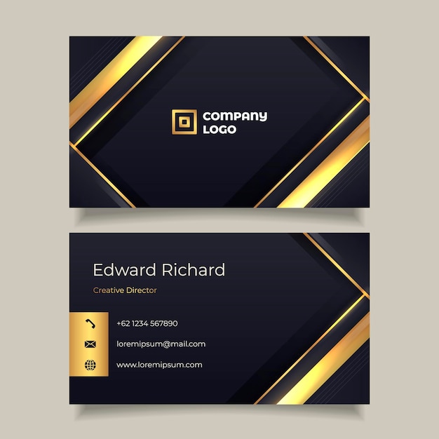 Gradient golden luxury business card template