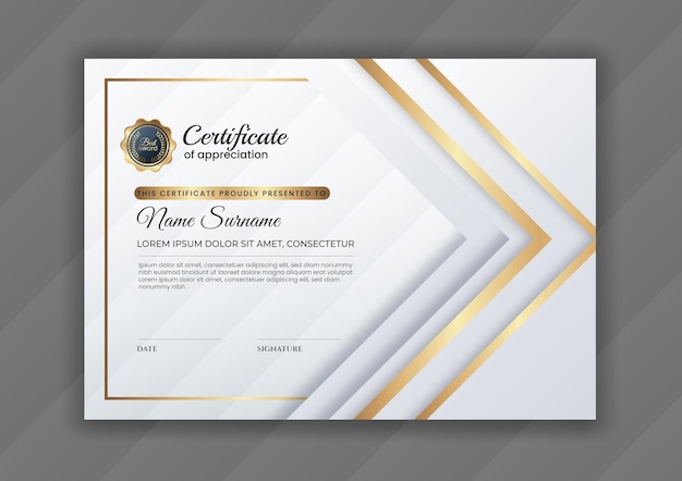 Gradient golden luxury certificate