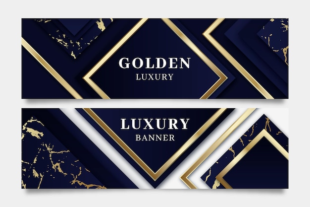 Gradient golden luxury horizontal banners set