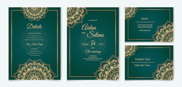 Gradient golden luxury wedding invitation template