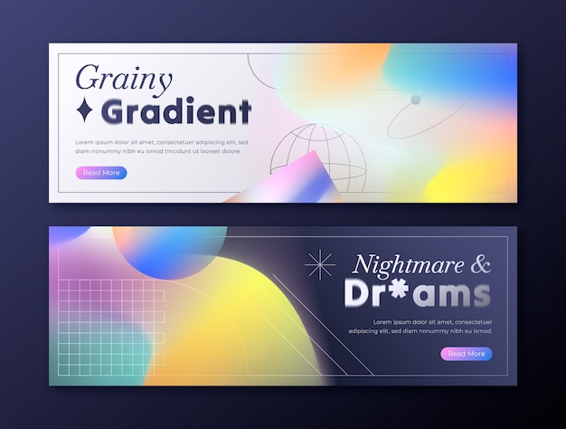 Gradient grainy horizontal banner template