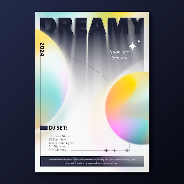 Gradient grainy vertical poster template