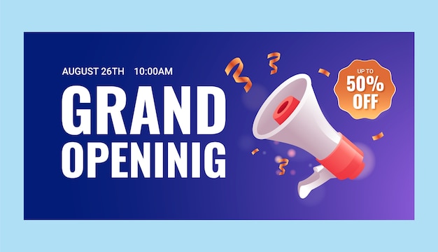 Gradient grand opening horizontal banner