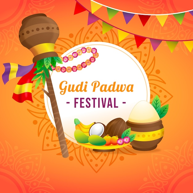 Gradient gudi padwa illustration