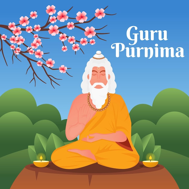 Gradient guru purnima celebration illustration