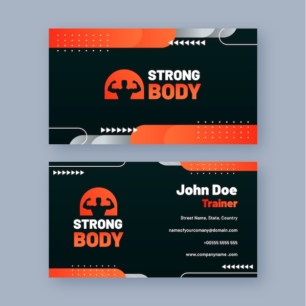 Gradient gym training horizontal business card