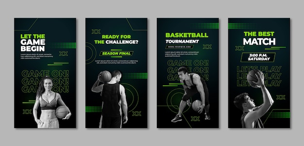 Gradient halftone basketball instagram stories