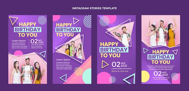 Gradient halftone birthday instagram stories