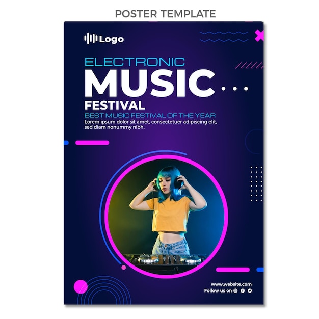 Gradient halftone music festival poster