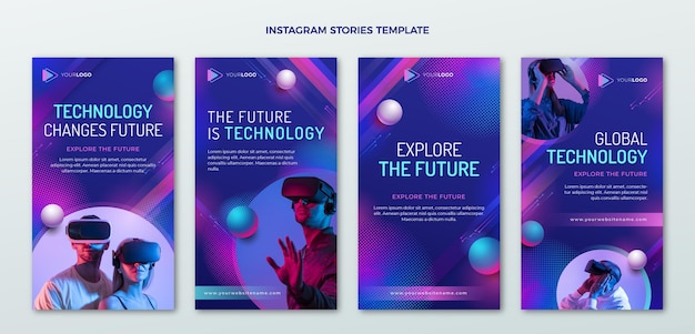 Gradient halftone technology instagram stories