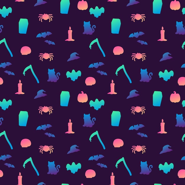 Gradient halloween element seamless pattern