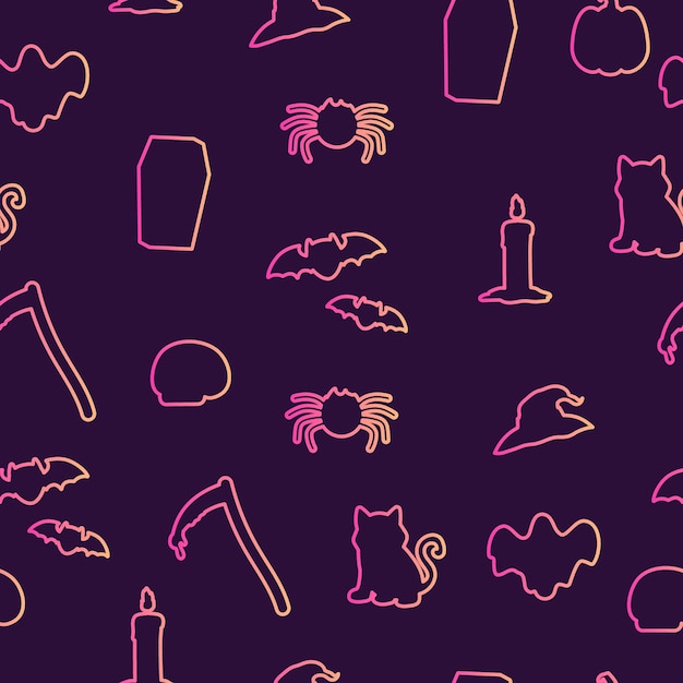 Gradient halloween element seamless pattern