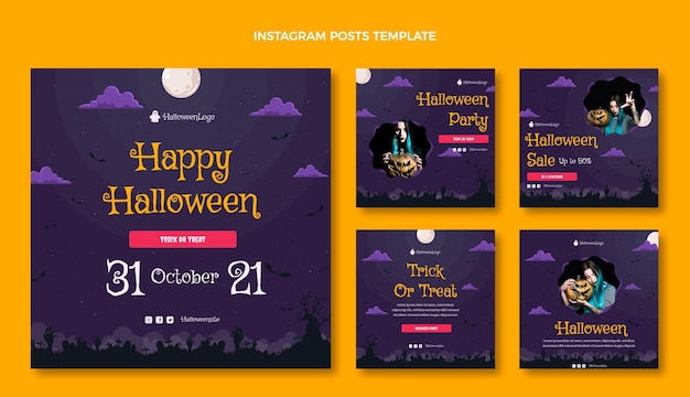 Gradient halloween instagram posts collection