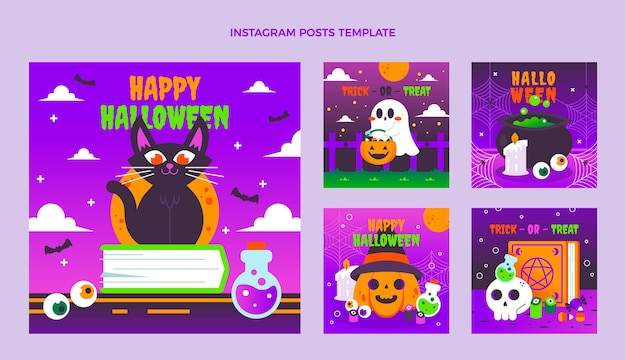 Gradient halloween instagram posts collection