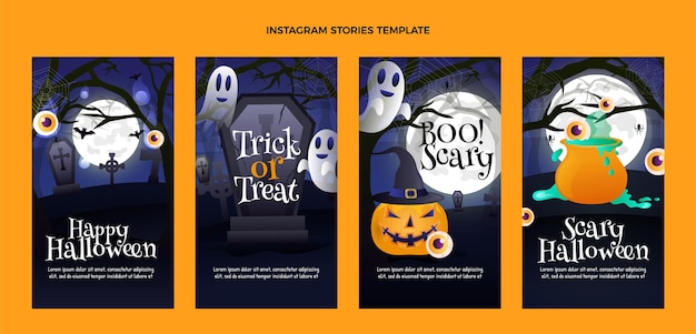 Vector gradient halloween instagram stories collection