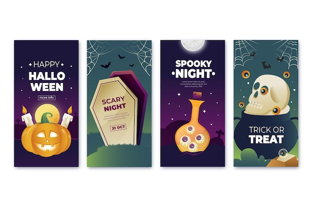 Vector gradient halloween instagram stories collection