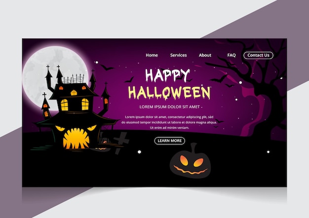 Gradient halloween landing page design halloween night party template