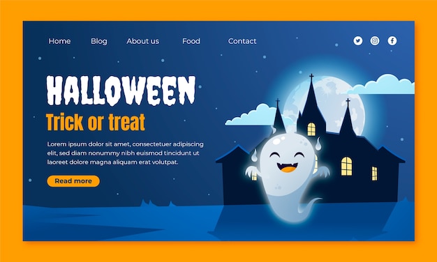 Gradient halloween landing page template