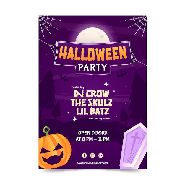 Gradient halloween vertical party poster template