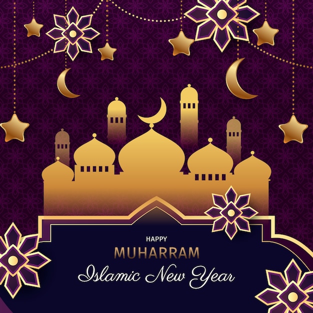 Gradient happy islamic new year illustration