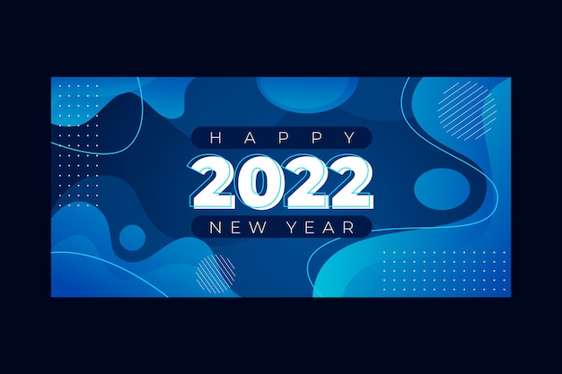 Gradient happy new year 2022 horizontal banner