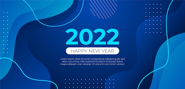 Gradient happy new year 2022 horizontal banner