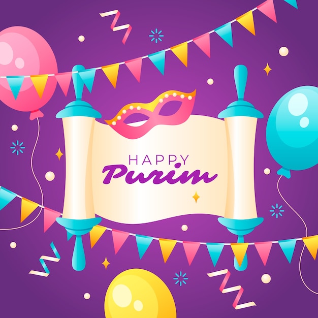 Gradient happy purim illustration