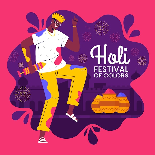 Vector gradient holi festival celebration illustration