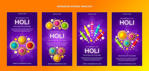 Gradient holi instagram stories collection