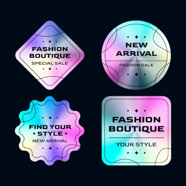 Vector gradient holographic label set