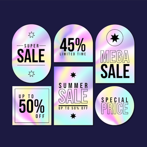 Vector gradient holographic label set