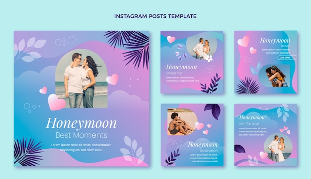 Gradient honeymoon instagram posts