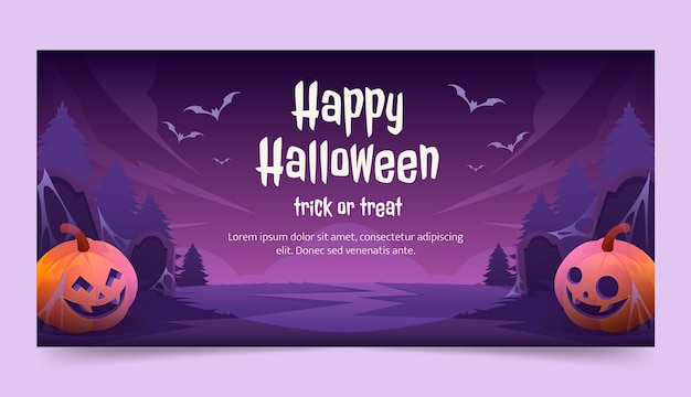 Gradient horizontal banner template for halloween celebration