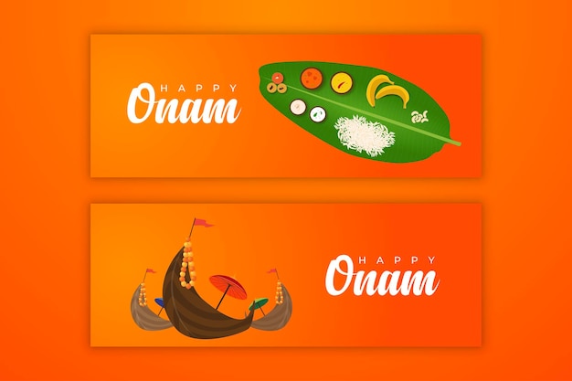 Vector gradient horizontal banner template for the onam festival celebration