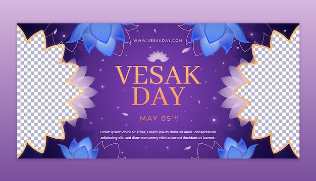 Gradient horizontal banner template for vesak festival celebration