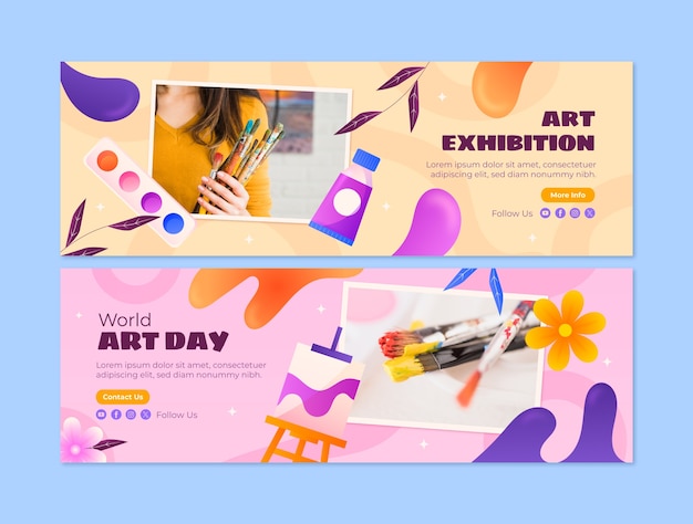 Vector gradient horizontal banner template for world art day