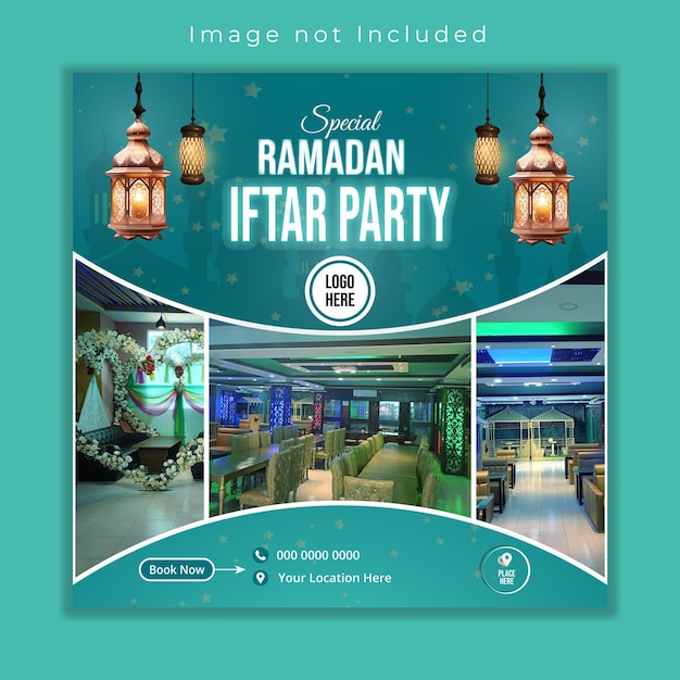 Gradient iftar party invitation template for islamic ramadan celebration