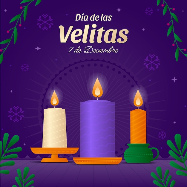 Gradient illustration for dia de las velitas holiday