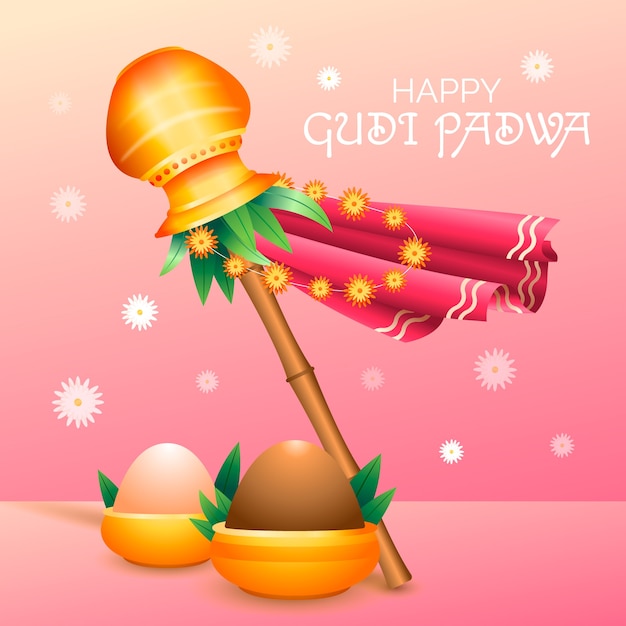 Vector gradient illustration for gudi padwa celebration