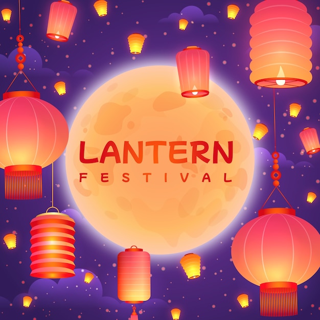 Gradient illustration for lantern festival celebration