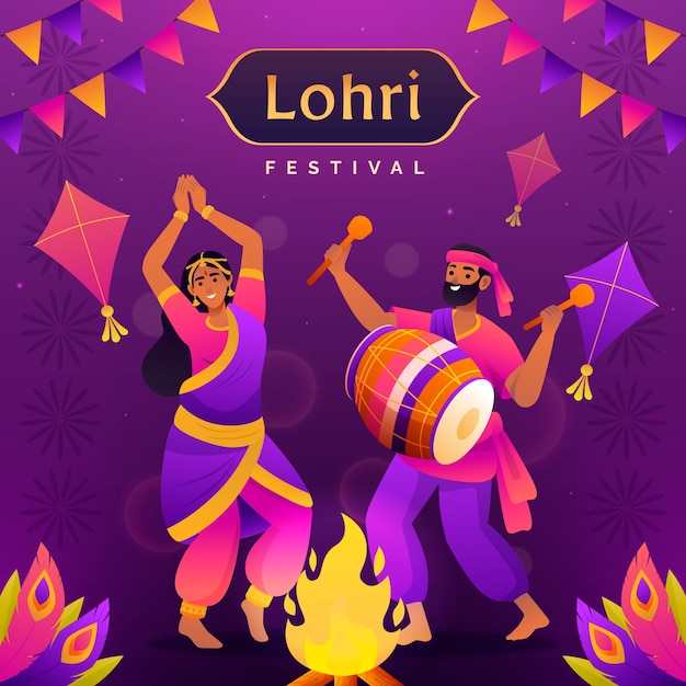 Gradient illustration for lohri festival celebration