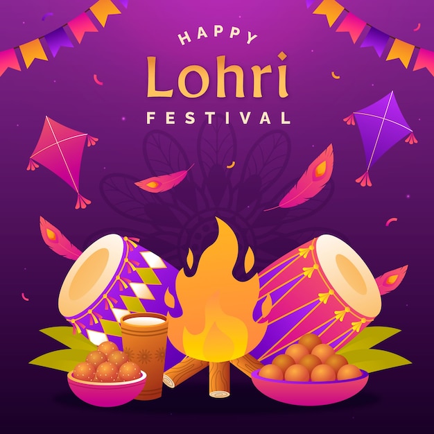 Gradient illustration for lohri festival celebration