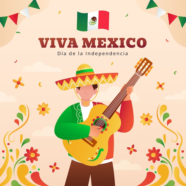 Gradient illustration for mexico independence day celebration