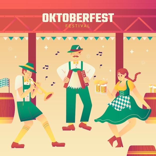 Gradient illustration for oktoberfest beer festival celebration