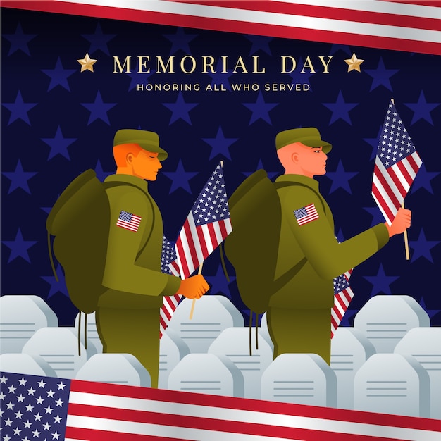 Gradient illustration for usa memorial day celebration