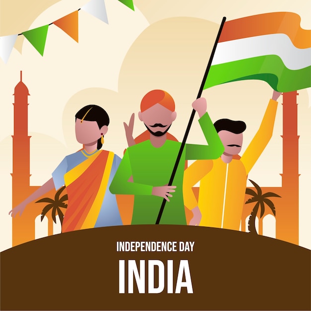 Gradient india independence day illustration