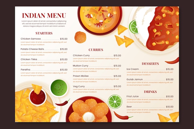 Gradient indian menu template