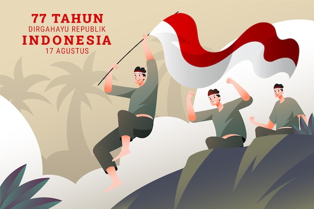 Gradient indonesia independence day illustration