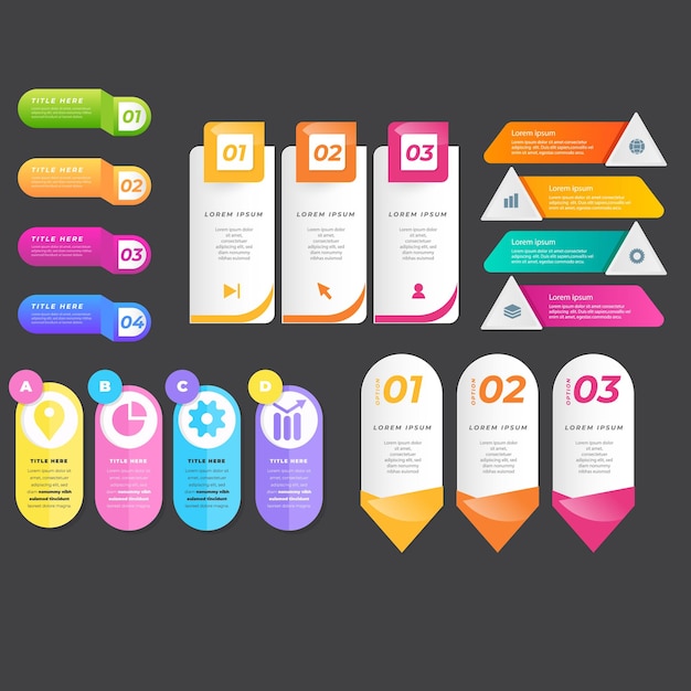 Vector gradient infographic element collection