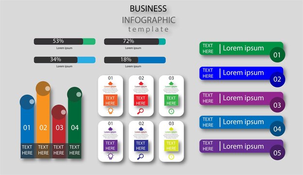 Gradient infographic element collection